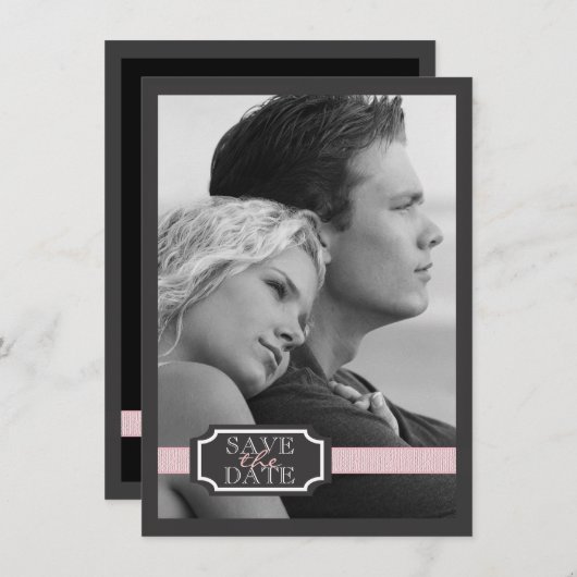 Save The Date Élégant effet ruban rose doux Enregistrer la date (Devant / Derrière)