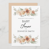 Save The Date élégant élégant baby shower de fleurs rose pêche (Devant / Derrière)