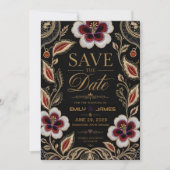 Save The Date Elegant Embroidered Floral (Devant)