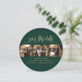 Save The Date Élégant Emerald Green et Gold Mariage photo (Debout devant)