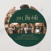 Save The Date Élégant Emerald Green et Gold Mariage photo (Devant / Derrière)