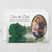 Élégant Emerald Green Rose Oval Photo Mariage