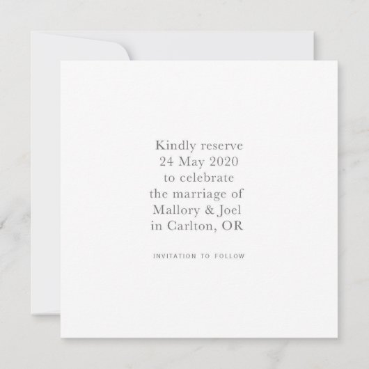 Save The Date Élégant Enregistrer la date (Dos)