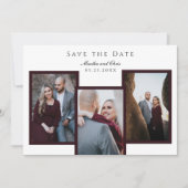 Save The Date Élégant Enregistrer la date 3 Photo Collage Red Ch (Devant)
