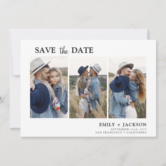 Save The Date Élégant Enregistrer la date 3 Photo simple (Devant)