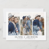 Save The Date Élégant Enregistrer la date 4 Photo Blanc Lettré (Devant)