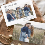 Save The Date Élégant Enregistrer la date 4 Photo Simple<br><div class="desc">Paysage moderne et élégant Horizontal Four (4) Photo Enregistrer la date Magnet Mariage avec typographie manuscrite. L'aimant d'invitation de date inclut la typographie de script et le design chic et simple auquel vous pouvez ajouter votre photo de fiançailles customisée à.</div>