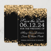Save The Date Élégant Enregistrer La Date Gold Lights (Devant / Derrière)