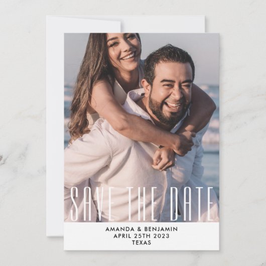 Save The Date Élégant Enregistrer La Date QR Code Photo Mariage (Devant)