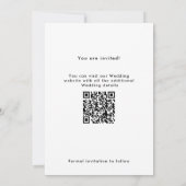 Save The Date Élégant Enregistrer La Date QR Code Photo Mariage (Dos)