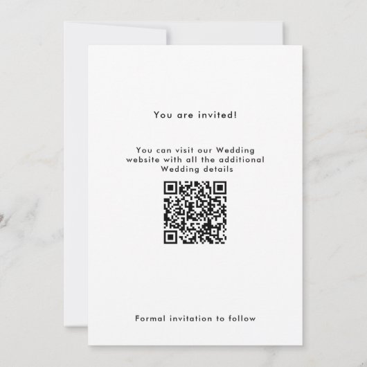 Save The Date Élégant Enregistrer La Date QR Code Photo Mariage (Dos)