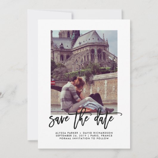 Save The Date Élégant Enregistrer la date | Typographie et photo (Devant)