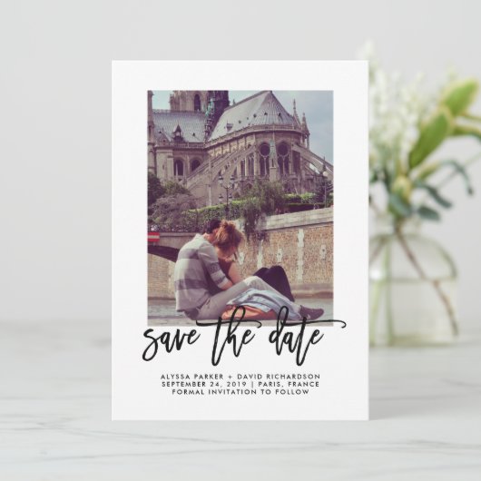 Save The Date Élégant Enregistrer la date | Typographie et photo (Debout devant)