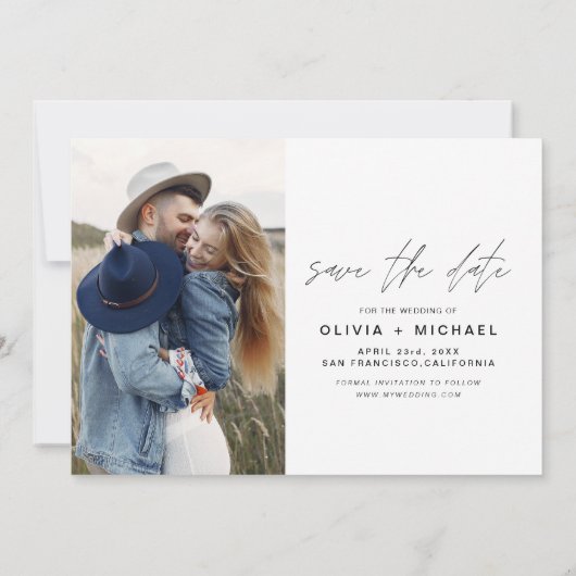 Save The Date Élégant Enregistrer le script de date photo manusc (Dos)