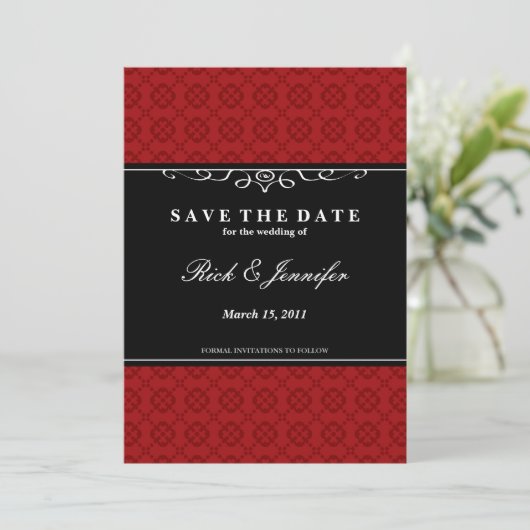 Save The Date Élégant Enregistrer l'invitation de date (rouge) (Debout devant)