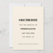 Save The Date Elégant et chic photo de crème (Dos)