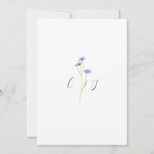 Save The Date Élégant Été Floral Bleu Mariage Enregistrer La Dat (Dos)