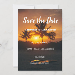 Save The Date Élégant été Sunset Beach Mariage tropical Économis