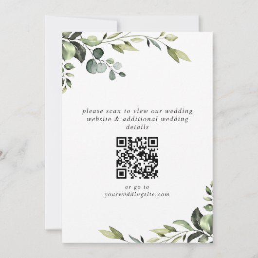Save The Date Elégant Eucalyptus Aquarelle Floral Mariage (Dos)