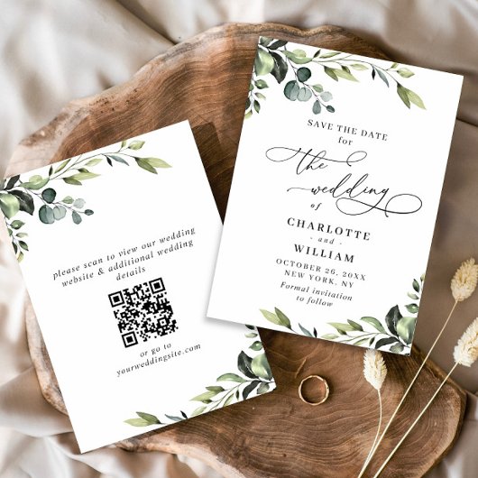 Save The Date Elégant Eucalyptus Aquarelle Floral Mariage