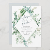 Save The Date Elégant Eucalyptus Aquarelle Mariage de verdure (Devant / Derrière)