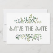 Save The Date Elégant Eucalyptus Boho Mariage de verdure (Devant)