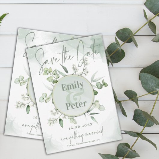 Save The Date Elégant Eucalyptus Feuille Mariage de verdure