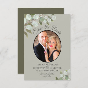 Save The Date Elégant Eucalyptus Mariage de verdure & Photo Sage