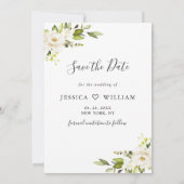 Save The Date Elégant Eucalyptus White Roses Mariage PHOTO (Dos)