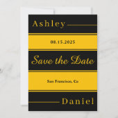 Save The Date Élégant Fancy Black And Gold Stripes Mariage chic (Devant)