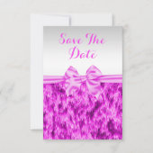 Save The Date Élégant Faux Fur & Pink Bow Anniversaire Enregistr (Devant)