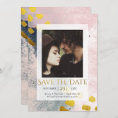 Save The Date Elégant Faux Gold et Blush Photo personnalisée (Devant / Derrière)