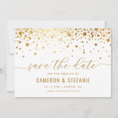 Save The Date Elégant Faux Gold Foil Confetti Moderne Blanc (Devant)
