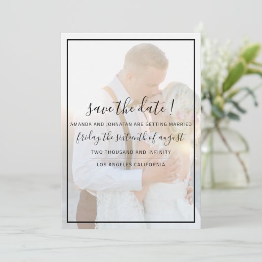 Save The Date Elegant Faux Vellum Overlay Photo Wedding Save The (Debout devant)