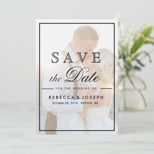 Save The Date Elegant Faux Vellum Overlay Photo Wedding Save The (Debout devant)