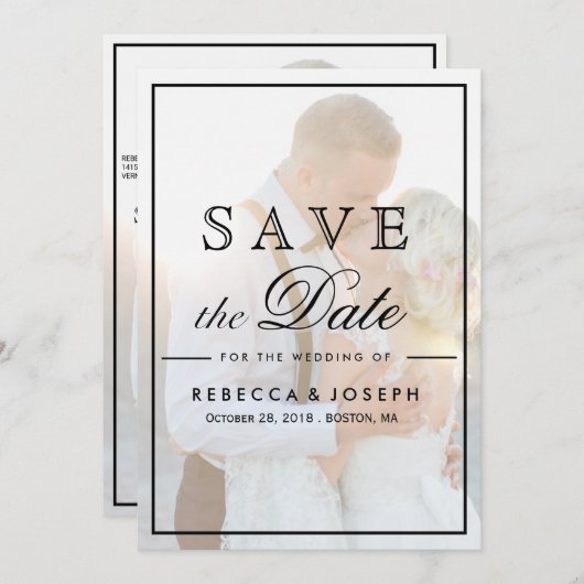 Save The Date Elegant Faux Vellum Overlay Photo Wedding Save The (Devant / Derrière)