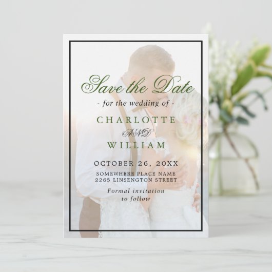 Save The Date Elegant Faux Vellum Overlay Photo Wedding Save The (Debout devant)