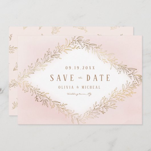 Save The Date Élégant feuillage botanique d'or roux enregistrer  (Devant / Derrière)