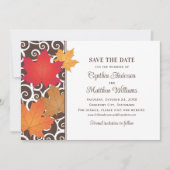 Save The Date Élégant Feuilles d'automne et Mariage de automne d (Devant)