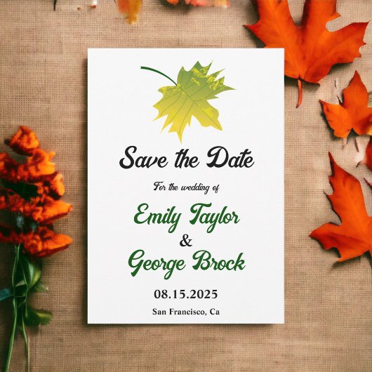 Save The Date Élégant Feuilles Rustiques Automne Floral Mariage