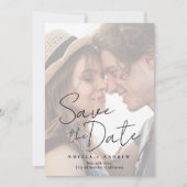 Save The Date Élégant Fiançailles  de script de script de photo  (Devant)