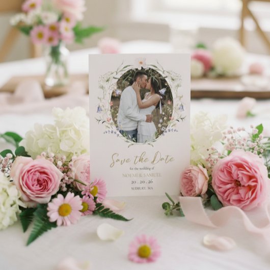 Save The Date Elégant Fleur sauvage Aquarelle Delicate Mariage