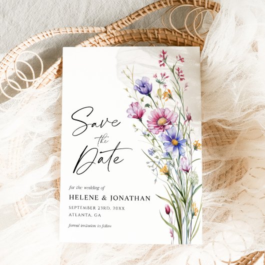 Save The Date Elégant Fleur sauvage aquarelle Mariage floral