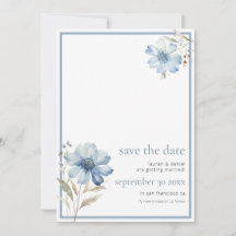 Elégant Fleur sauvage bleu Dusty QR Code Mariage