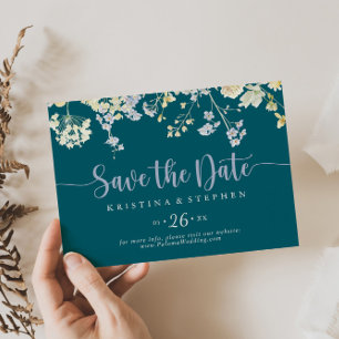 Save The Date Élégant Fleur sauvage coloré Mariage horizontal
