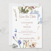 Save The Date Elégant Fleur sauvage d'aquarelle Enregistrer la d (Devant)
