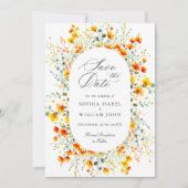 Save The Date Elégant Fleur sauvage d'aquarelle Meadow (Devant)