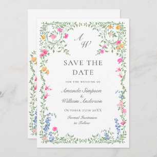 Save The Date Elégant Fleur sauvage d'aquarelle Meadow