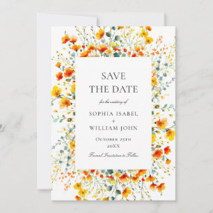 Save The Date Elégant Fleur sauvage d'aquarelle Meadow