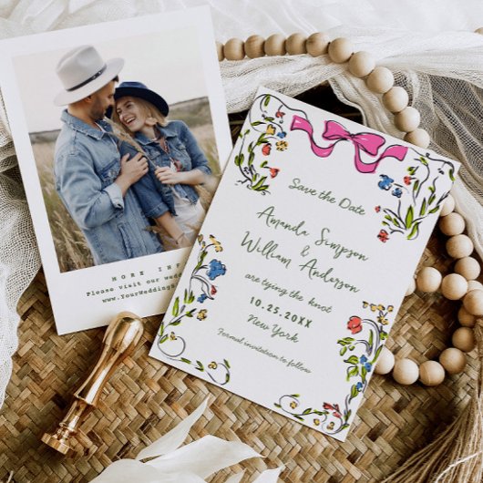 Save The Date Elégant Fleur sauvage d'aquarelle Meadow